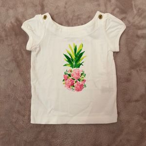 Janie and Jack White Baby Top Pineapple 3-6M